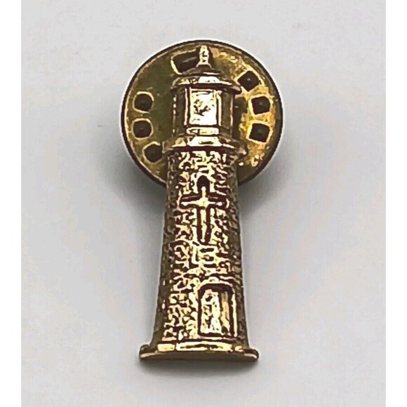 5/$25 Lighthouse Light House w/ Cross Gold Tone Pin Nautical Sea - Picture 1 of 8